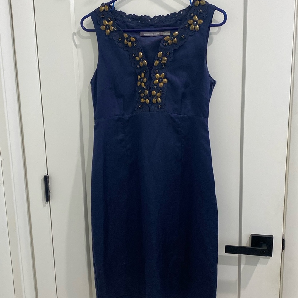 Boden LIMITED EDITION Silk Sheath Dress, Jewel & Eyelet Lace Embellished |Size 6